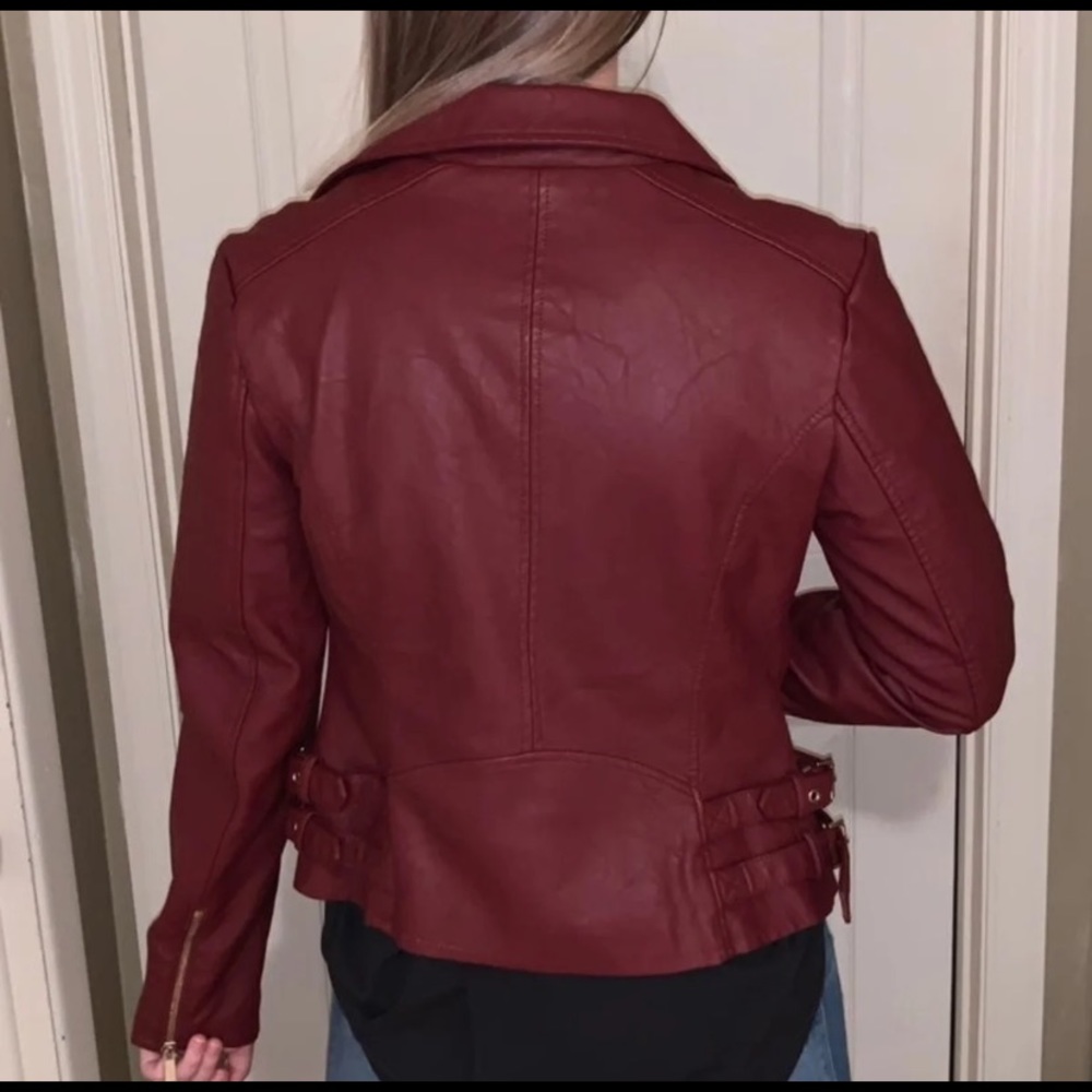 A.N.A Red Leather Jacket - Picture 3 of 5